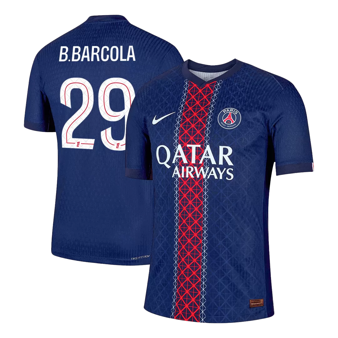B.BARCOLA #29 PSG Home Authentic Soccer Jersey 2025/26