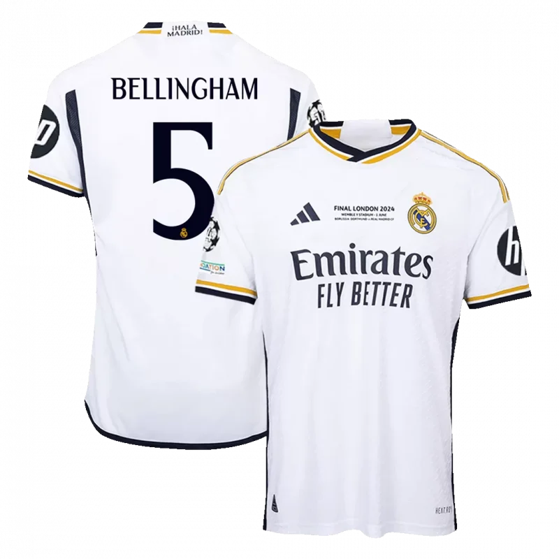 BELLINGHAM #5 Real Madrid Home Authentic Soccer Jersey 2023/24 - UCL FINAL