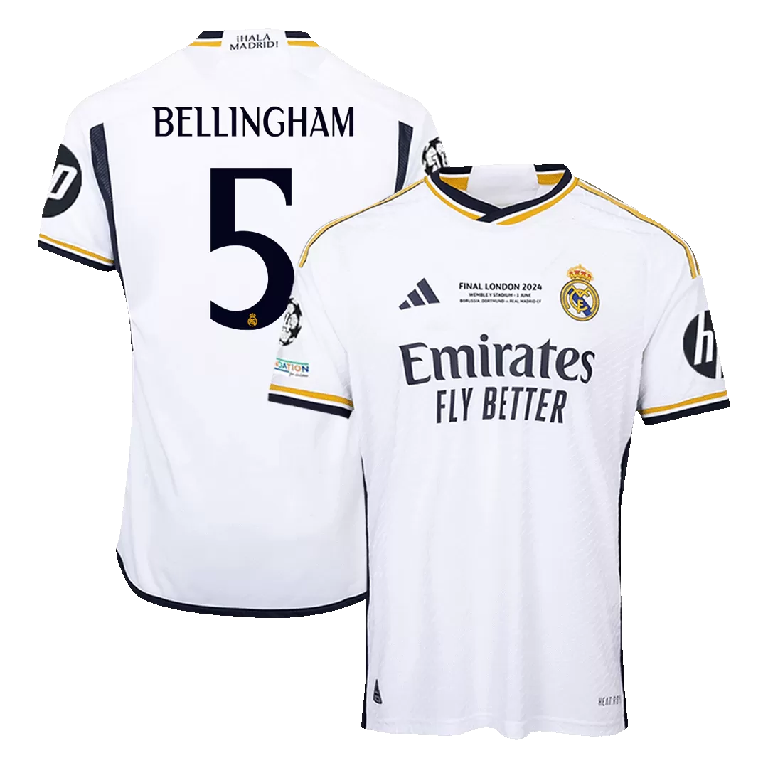 BELLINGHAM #5 Real Madrid Home Authentic Soccer Jersey 2023/24 - UCL FINAL