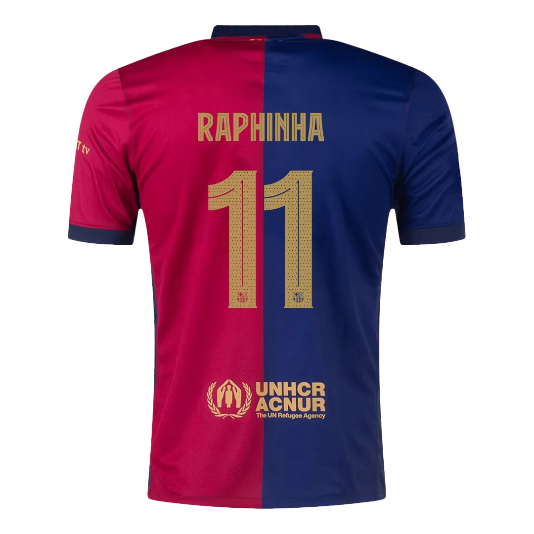 RAPHINHA #11 Barcelona Home Soccer Jersey - UCL(Spotify Logo Without Text) - Image 3