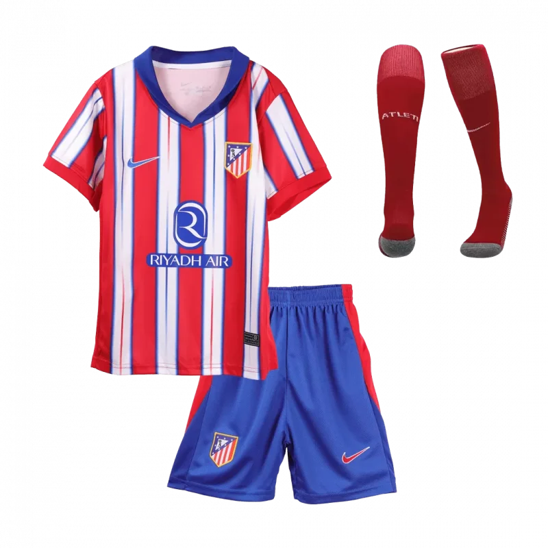 Atletico Madrid Home Kids Soccer Jerseys Full Kit