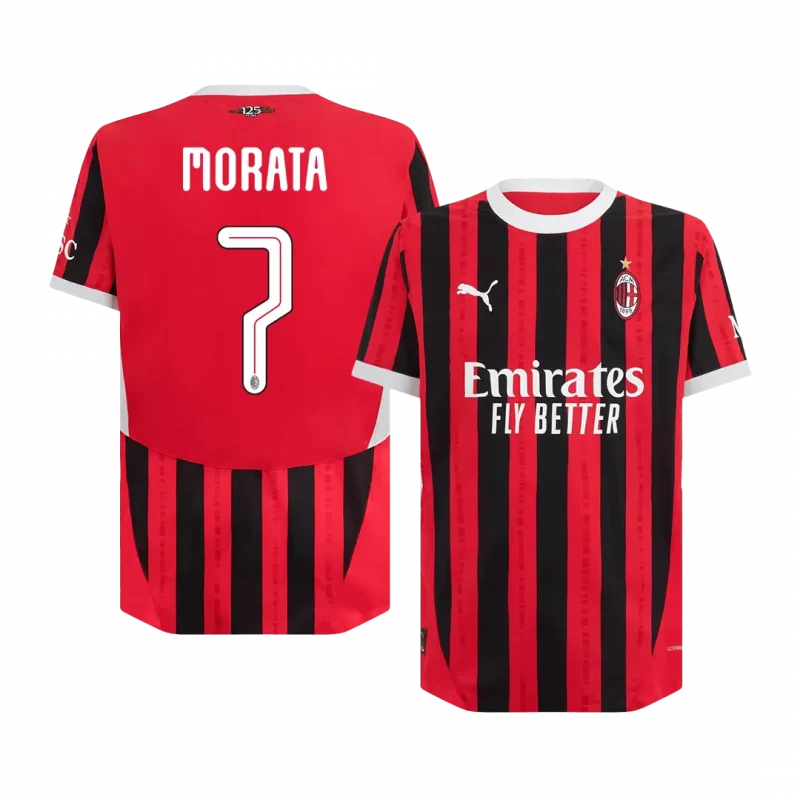 MORATA #7 AC Milan Home Authentic Soccer Jersey - UCL
