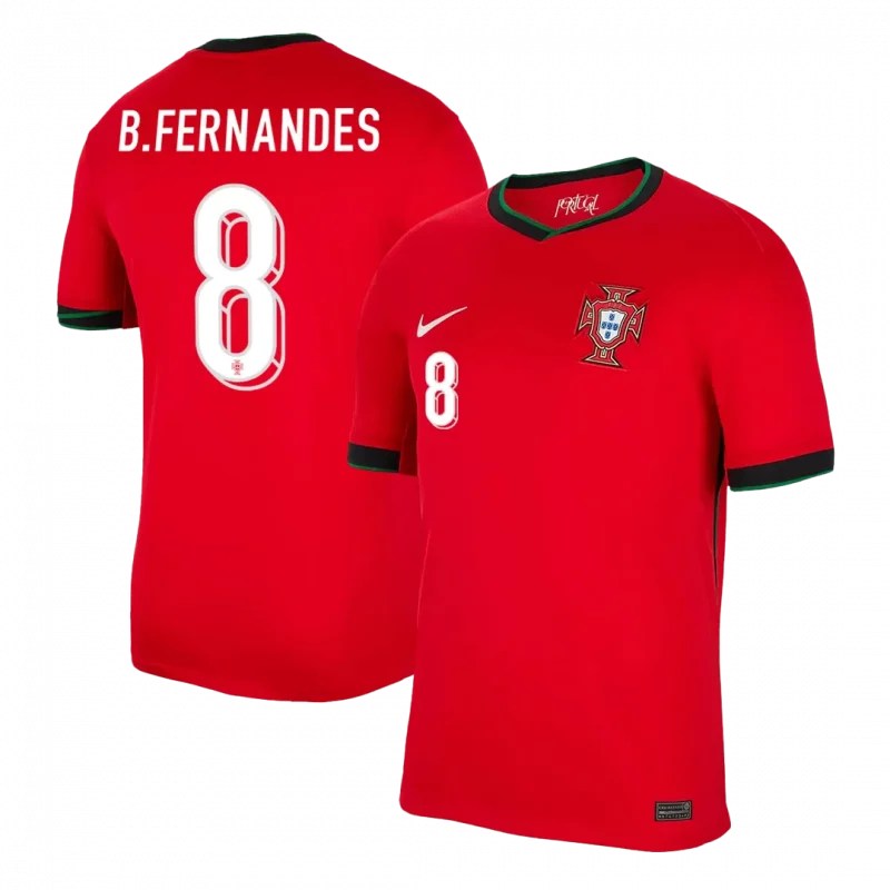B.FERNANDES #8 Portugal Home Soccer Jersey EURO