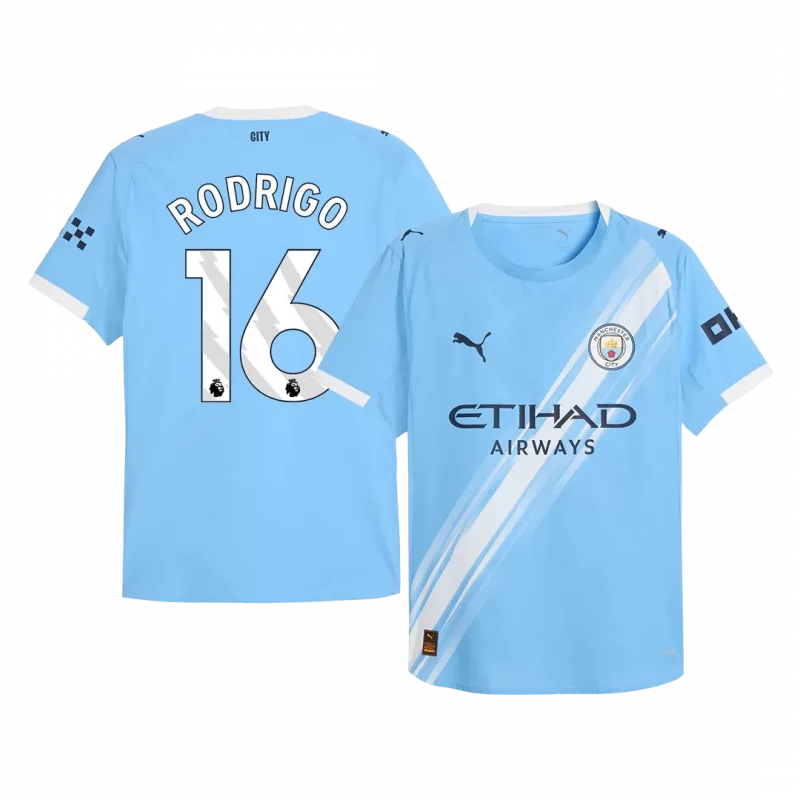 RODRIGO #16 Manchester City Home Authentic Soccer Jersey 2025/26