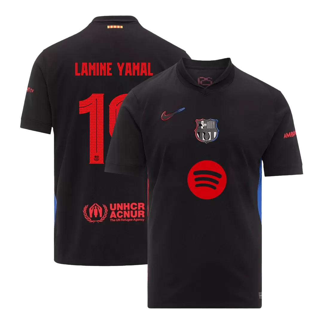 LAMINE YAMAL #19 Barcelona Away Soccer Jersey - UCL (Spotify Logo Without Text)