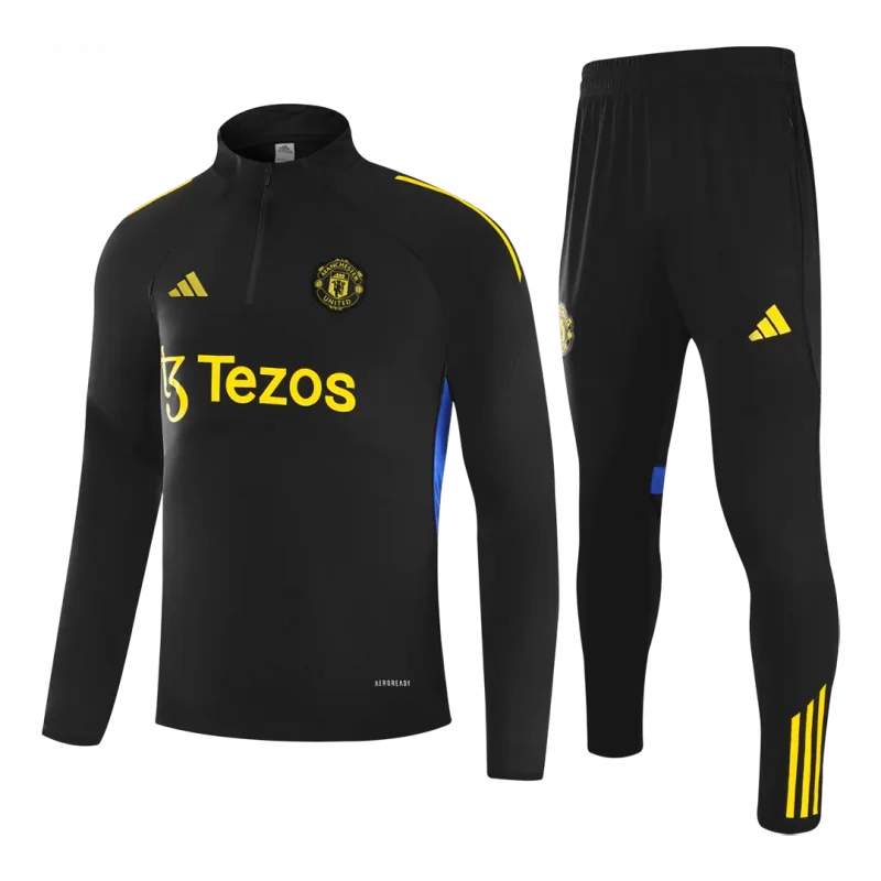 Manchester United 1/4 Zip Tracksuit 2025/26 Kids Black