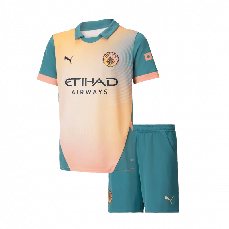 Manchester City Fourth Away Kids Soccer Jerseys Kit- Definitely City (UCL)