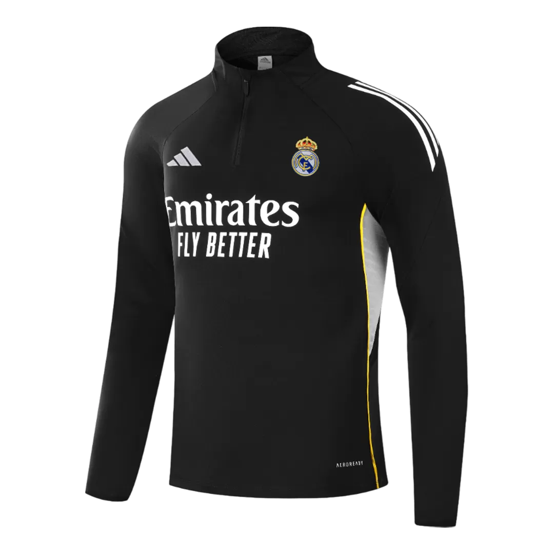 Real Madrid 1/4 Zip Tracksuit 2025/26 Kids Black - Image 3