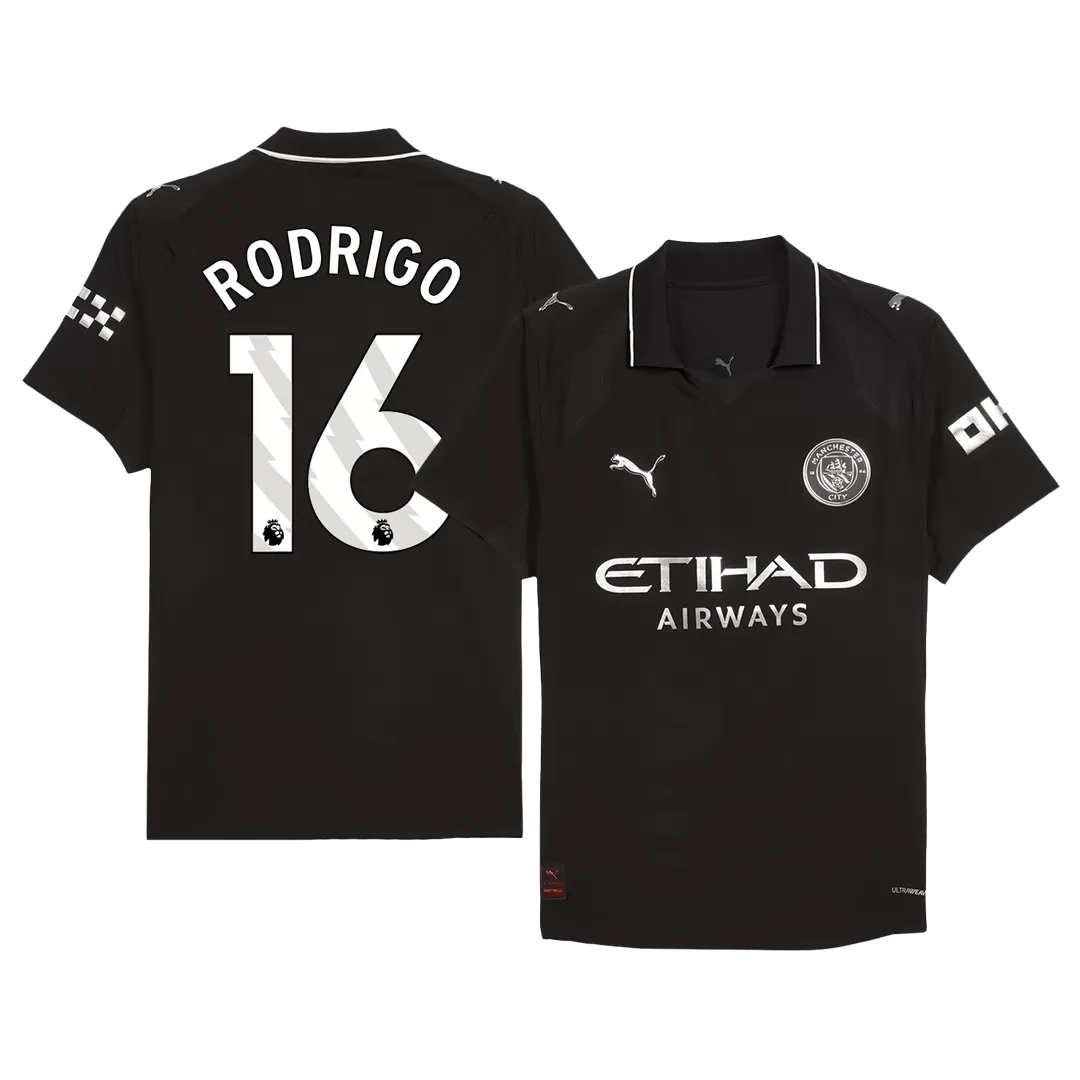 RODRIGO #16 Manchester City Away Authentic Soccer Jersey 2025/26