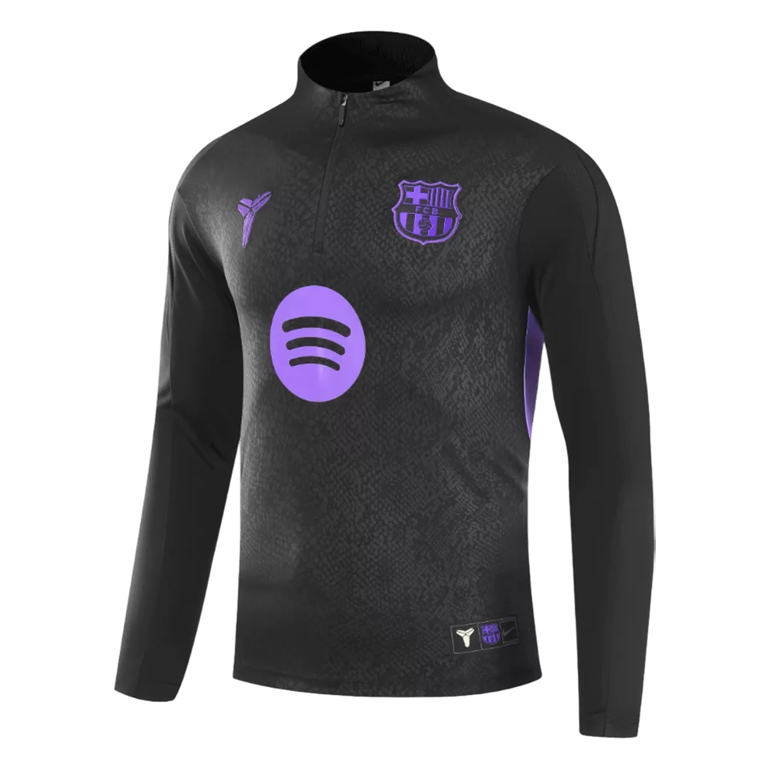 Barcelona 1/4 Zip Tracksuit 2025/26 Black - Image 3