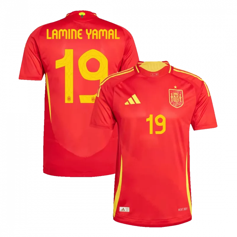 LAMINE YAMAL #19 Spain Home Authentic Soccer Jersey EURO