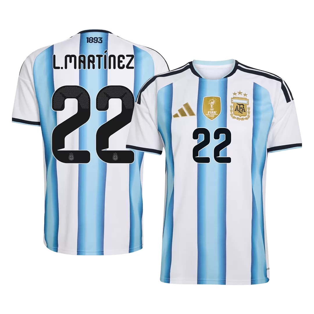 L.MARTÍNEZ #22 Argentina Home Soccer Jersey World Cup 2026