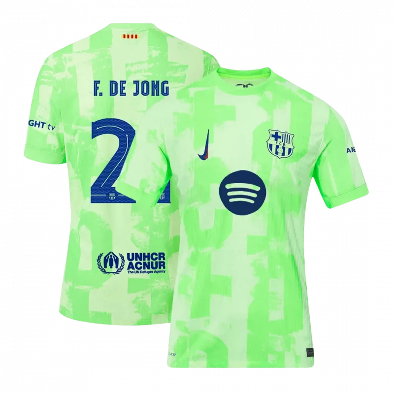 F.DE JONG #21 Barcelona Third Away Authentic Soccer Jersey- UCL(Spotify Logo Without Text)