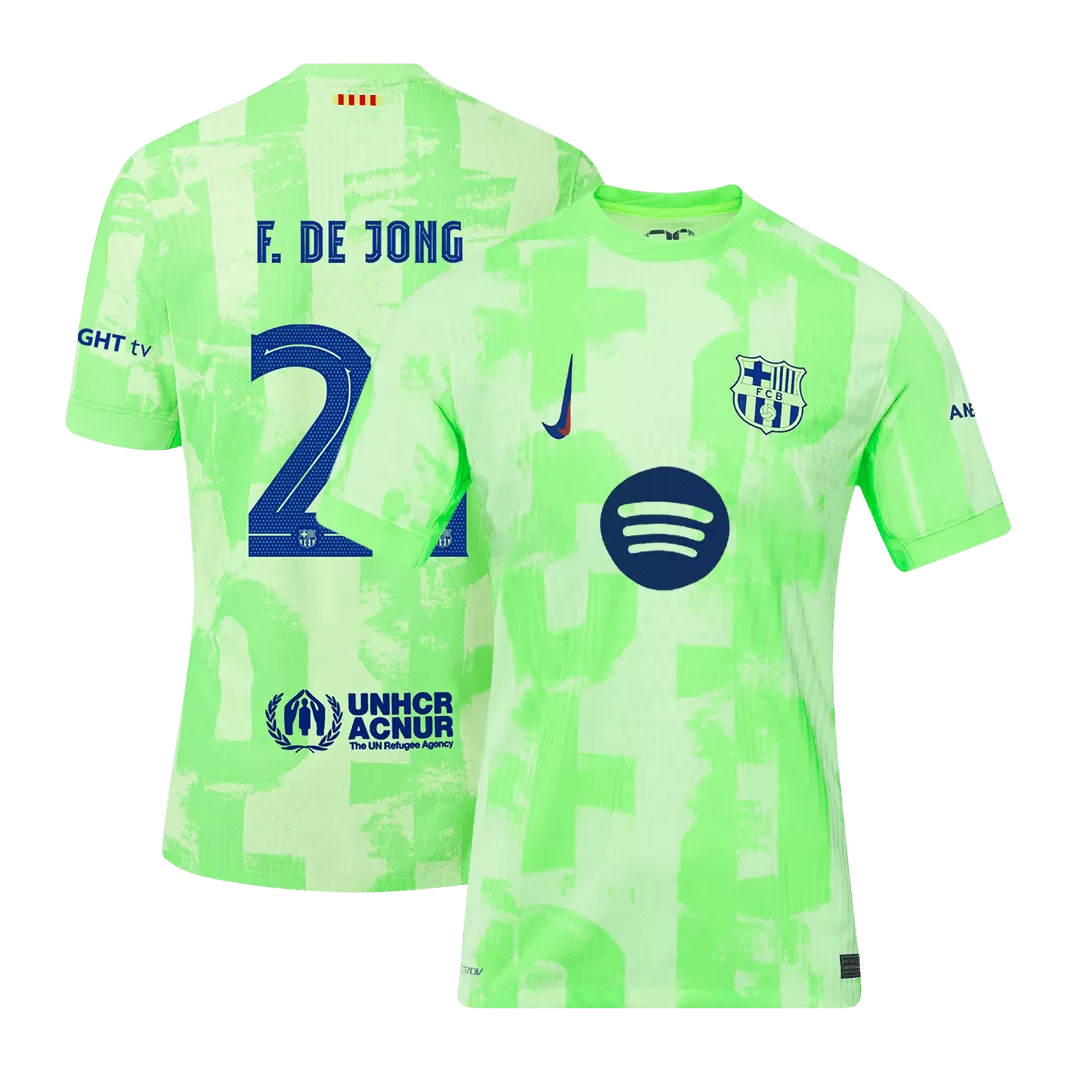 F.DE JONG #21 Barcelona Third Away Authentic Soccer Jersey- UCL(Spotify Logo Without Text)