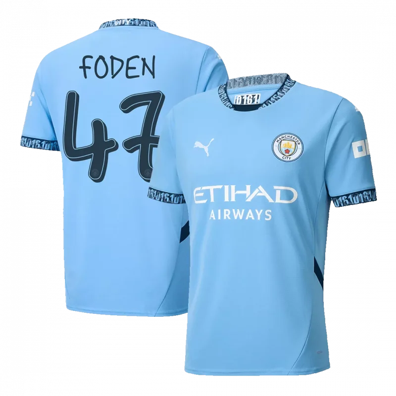 FODEN #47 Manchester City Home Soccer Jersey - UCL