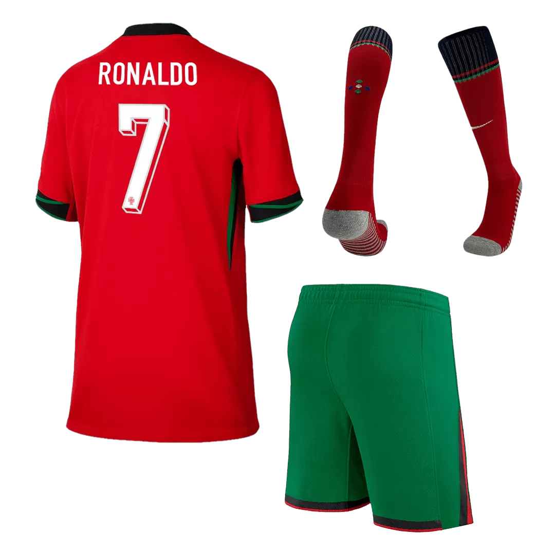 RONALDO #7 Portugal Home Kids Soccer Jerseys Full Kit EURO - Image 2