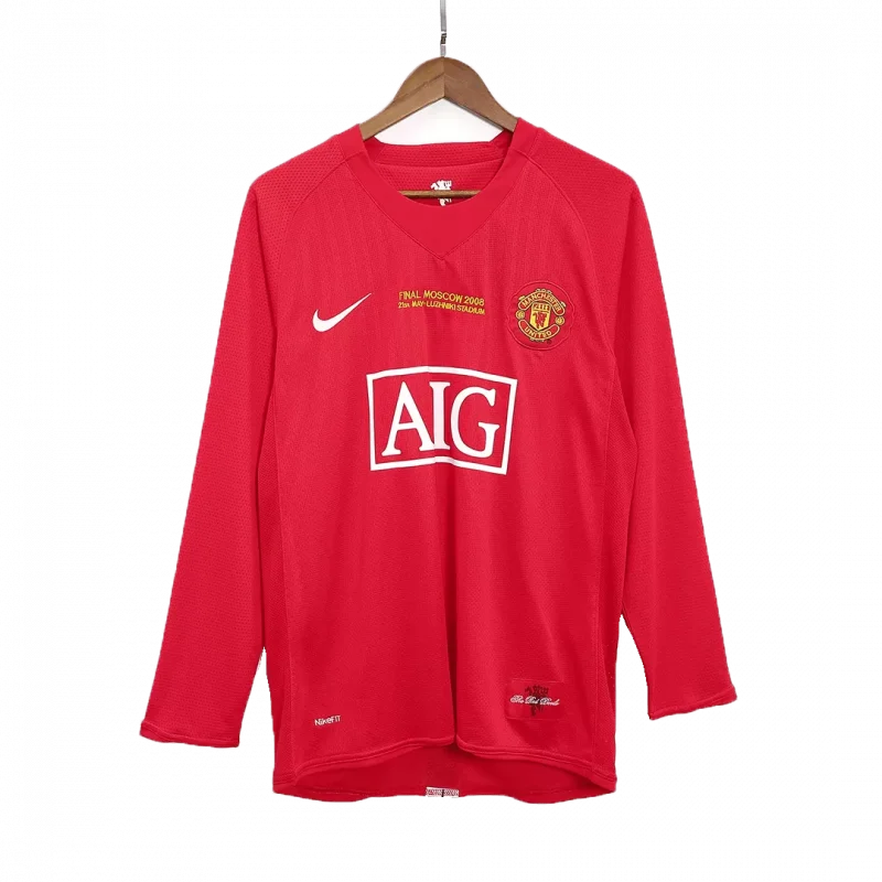 Retro Soccer Jersey Manchester United Home Long Sleeve 2007/08 - UCL
