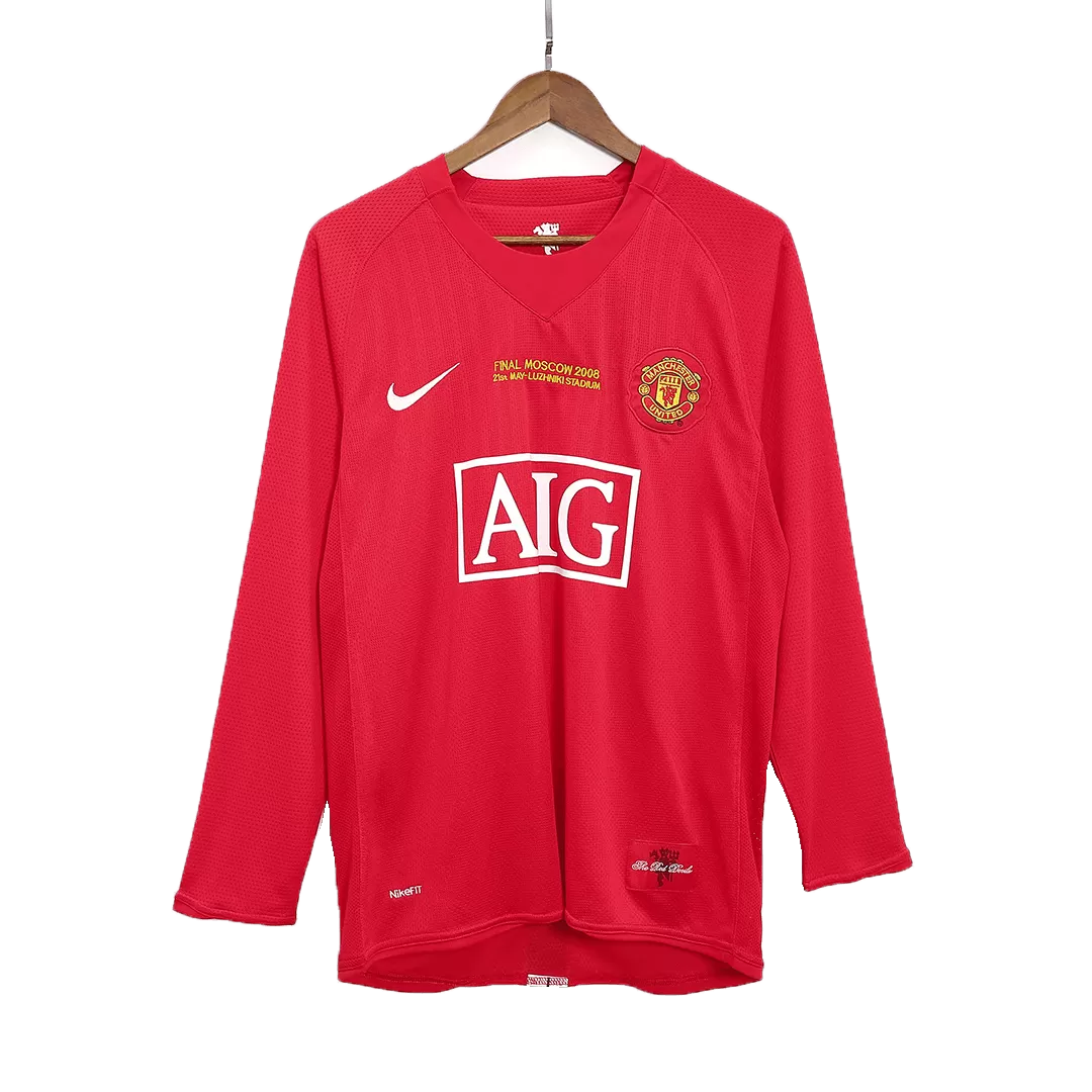 Retro Soccer Jersey Manchester United Home Long Sleeve 2007/08 - UCL