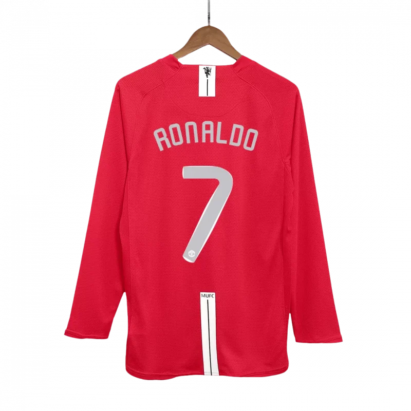 Vintage Soccer Jersey RONALDO #7 Manchester United Home Long Sleeve 2007/08 - UCL Final