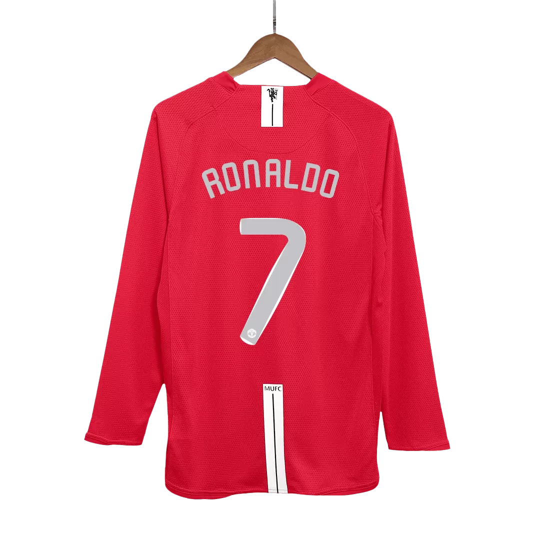 Vintage Soccer Jersey RONALDO #7 Manchester United Home Long Sleeve 2007/08 - UCL Final