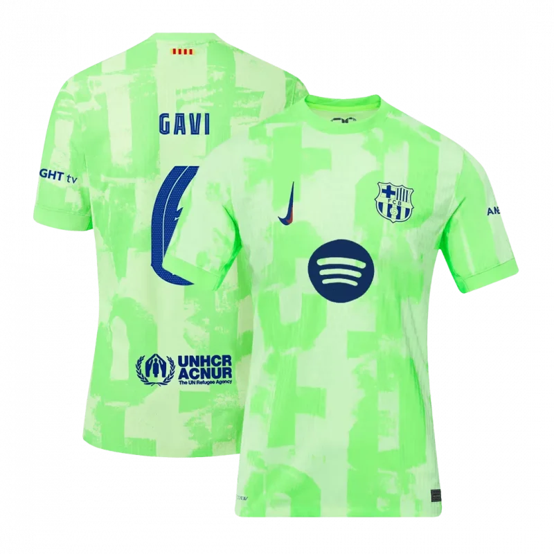 GAVI #6 Barcelona Third Away Authentic Soccer Jersey- UCL（Spotify Logo Without Text）