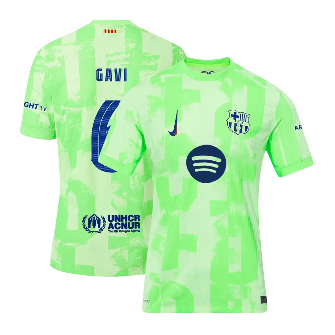 GAVI #6 Barcelona Third Away Authentic Soccer Jersey- UCL(Spotify Logo Without Text)