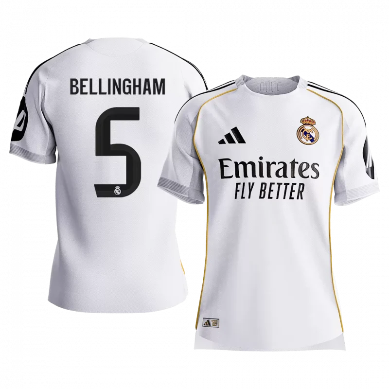 BELLINGHAM #5 Real Madrid Home Authentic Soccer Jersey 2025/26