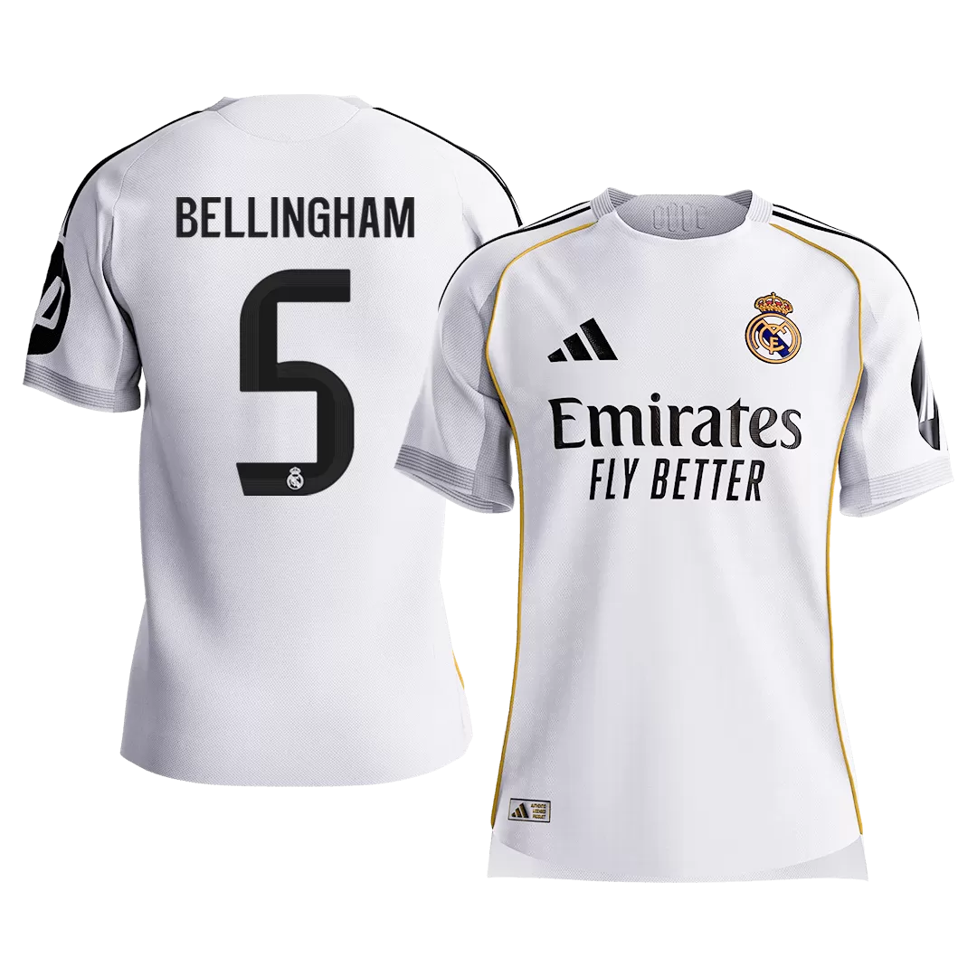 BELLINGHAM #5 Real Madrid Home Authentic Soccer Jersey 2025/26