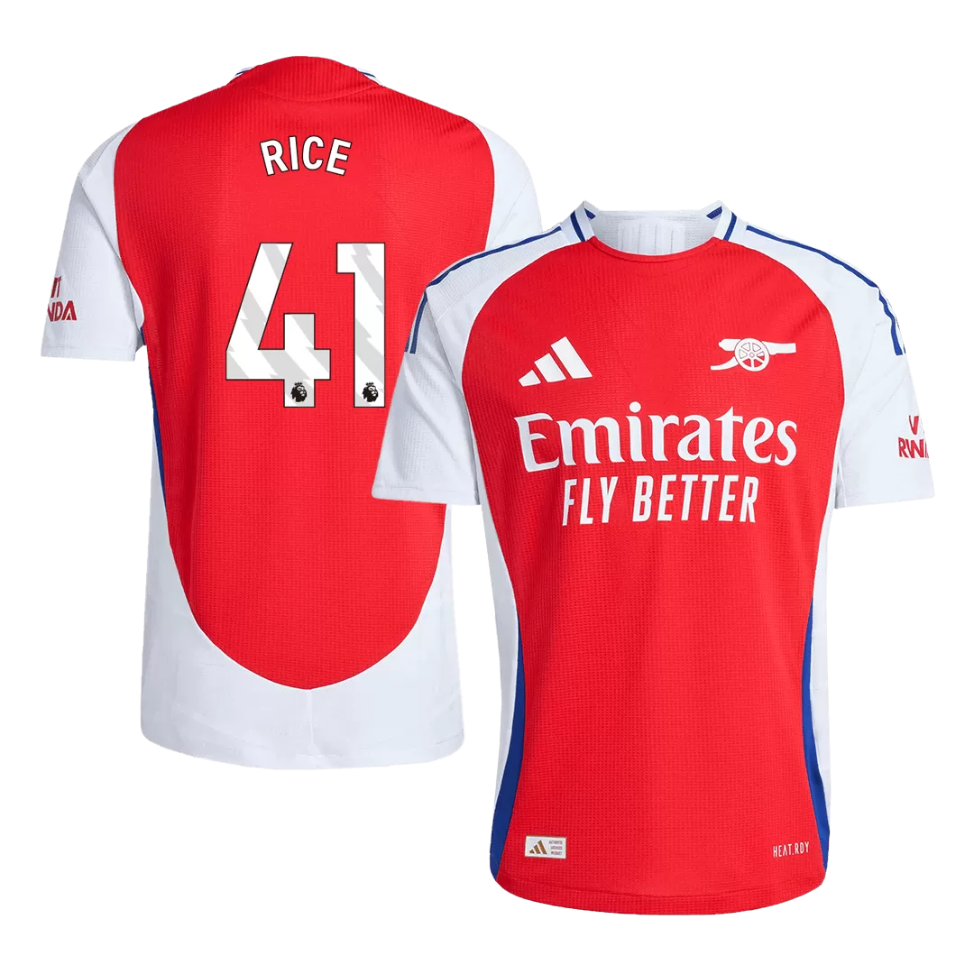 RICE #41 Arsenal Home Authentic Soccer Jersey