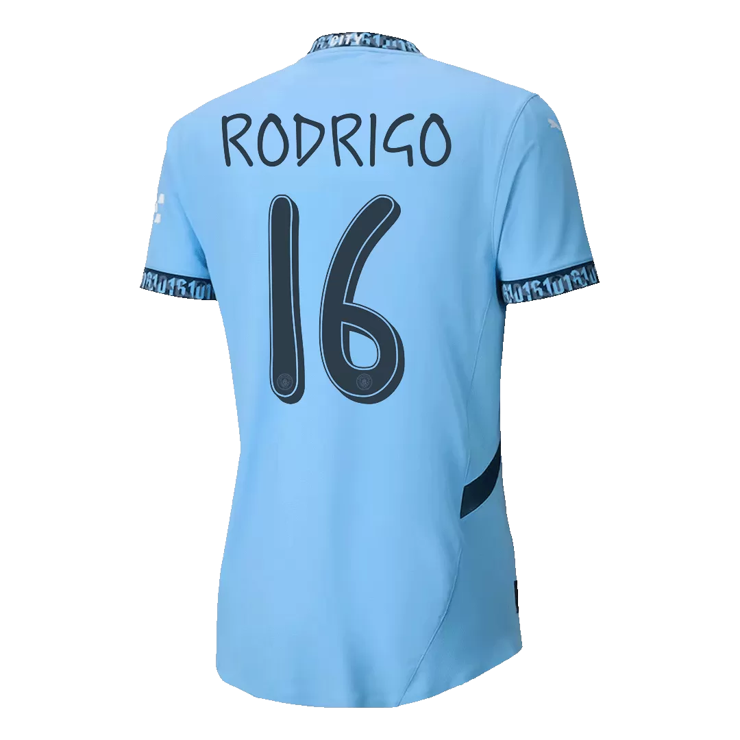 RODRIGO #16 Manchester City Home Authentic Soccer Jersey - UCL - Image 3