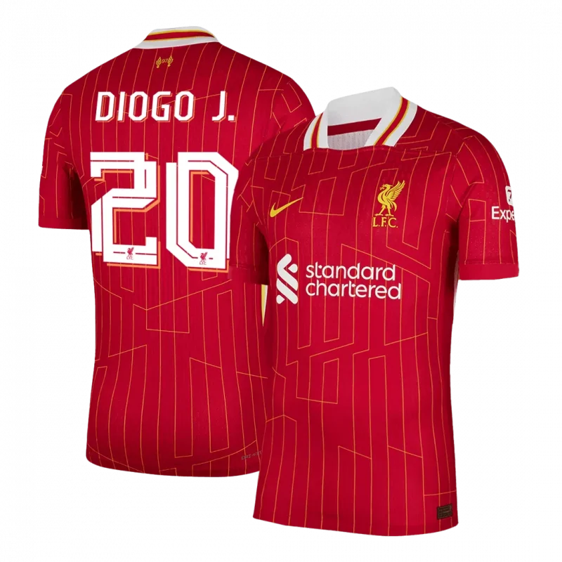 DIOGO J. #20 Liverpool Home Authentic Soccer Jersey - UCL
