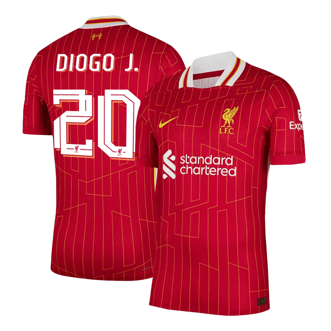 DIOGO J. #20 Liverpool Home Authentic Soccer Jersey - UCL