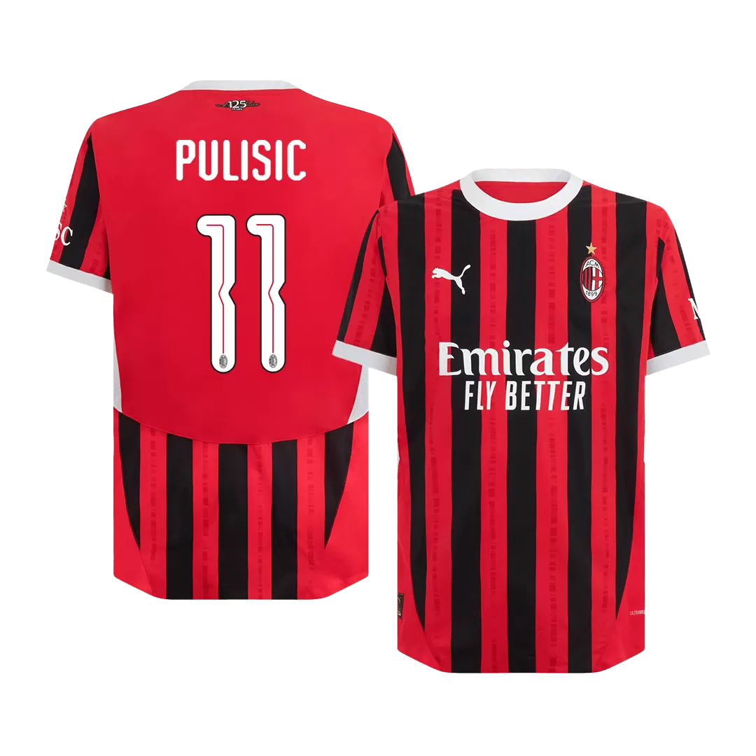 PULISIC #11 AC Milan Home Authentic Soccer Jersey - UCL