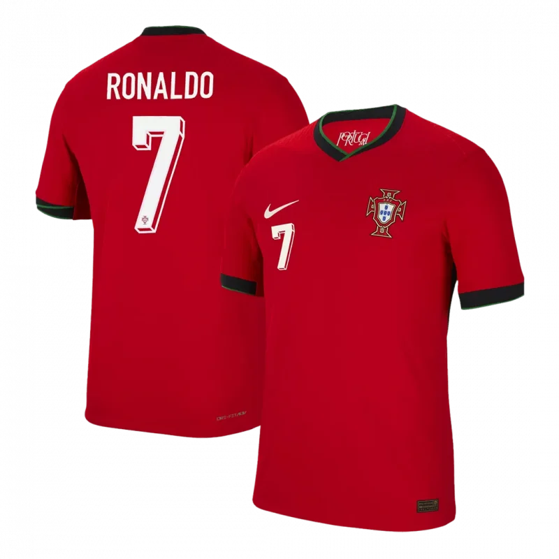 RONALDO #7 Portugal Home Authentic Soccer Jersey EURO