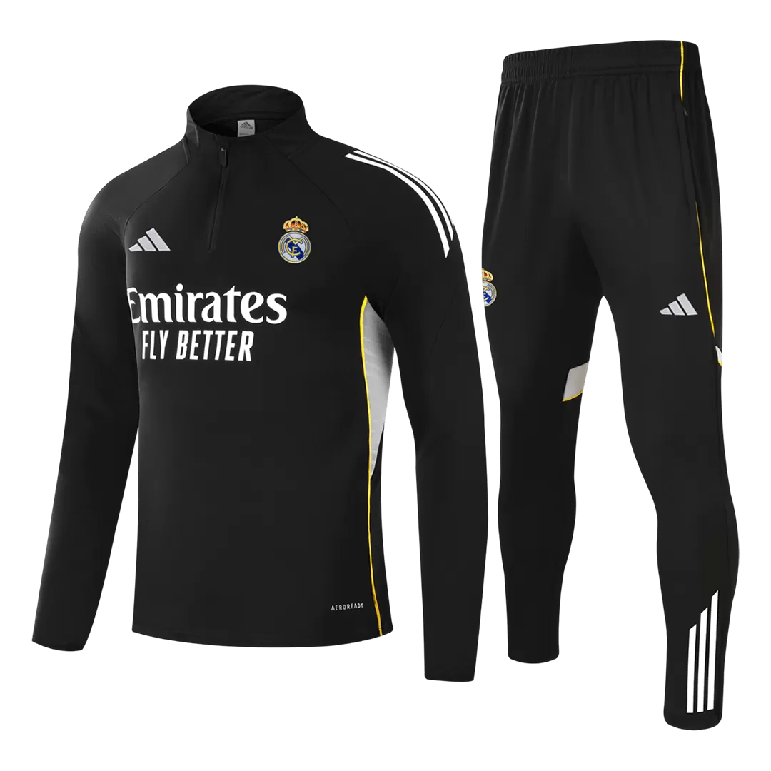 Real Madrid 1/4 Zip Tracksuit 2025/26 Kids Black