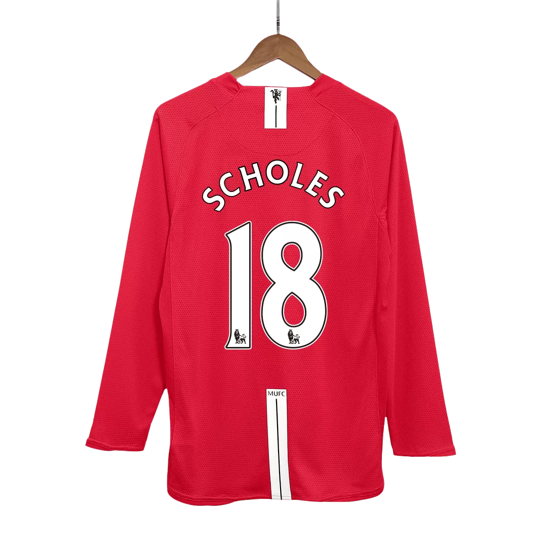 Vintage Soccer Jersey SCHOLES #18 Manchester United Home Long Sleeve 2007/08