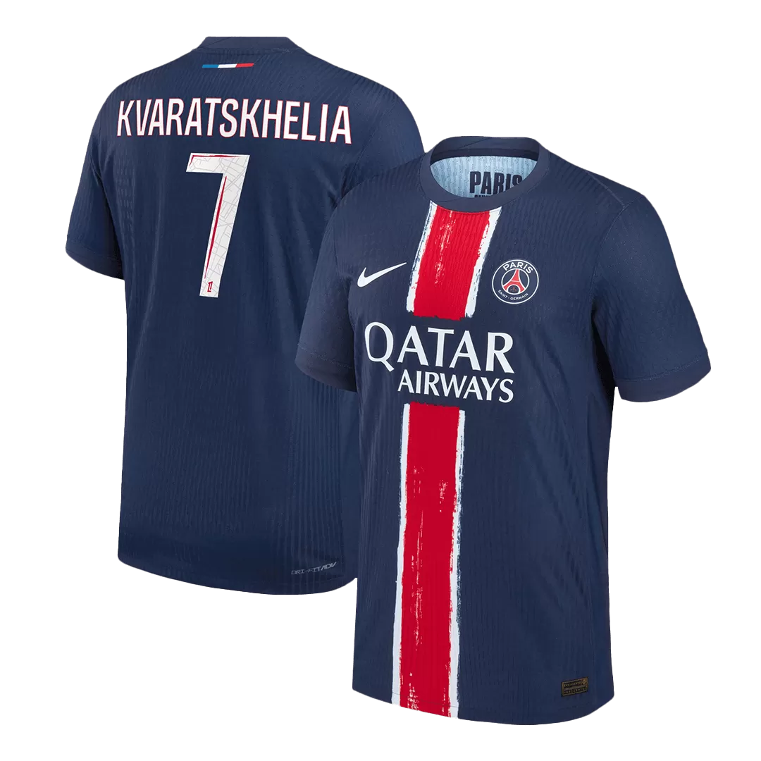 KVARATSKHELIA #7 PSG Home Authentic Soccer Jersey