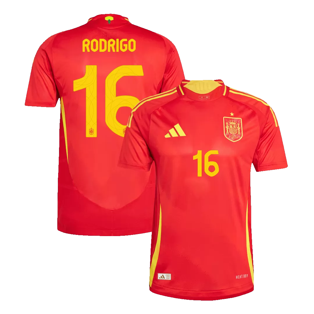 RODRIGO #16 Spain Home Authentic Soccer Jersey EURO