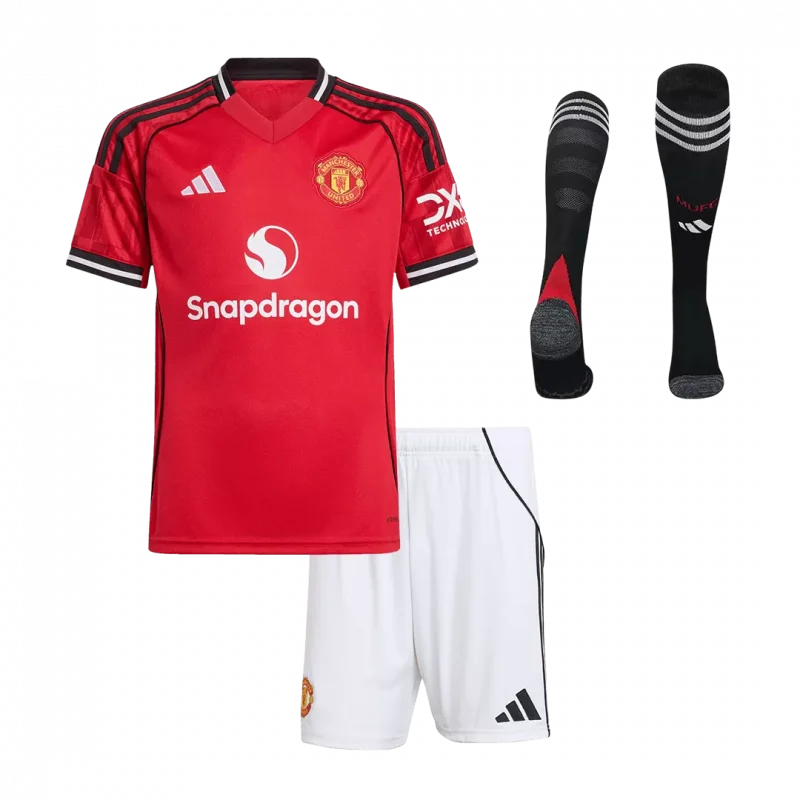 Manchester United Home Kids Soccer Jerseys Full Kit 2025/26
