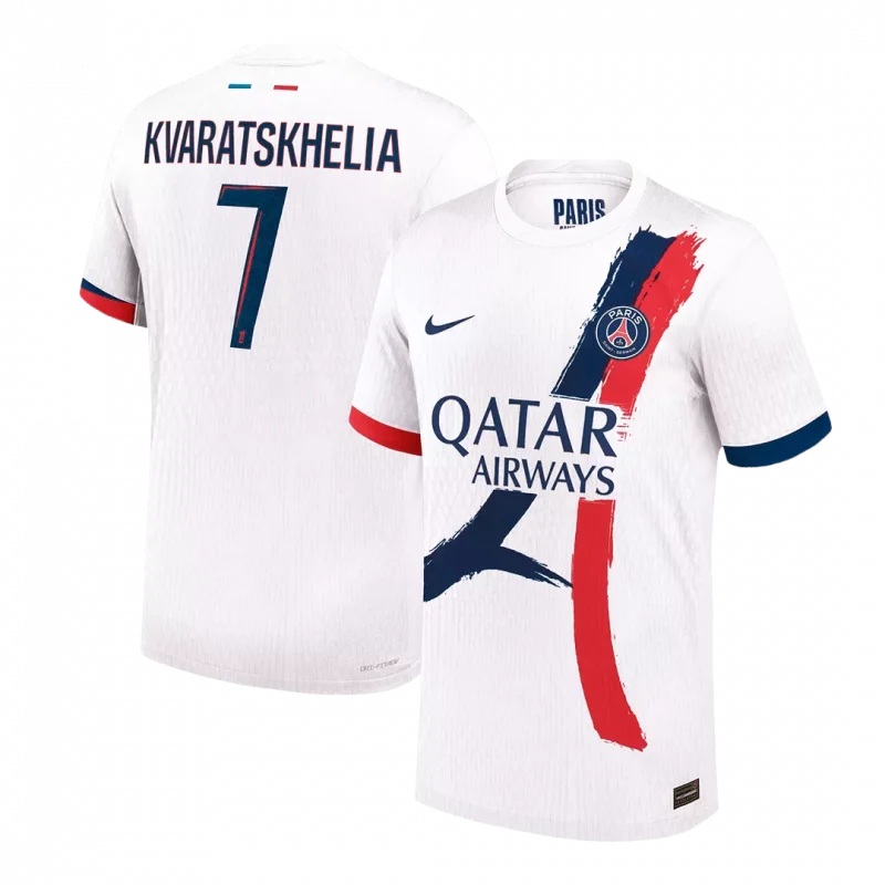 KVARATSKHELIA #7 PSG Away Authentic Soccer Jersey