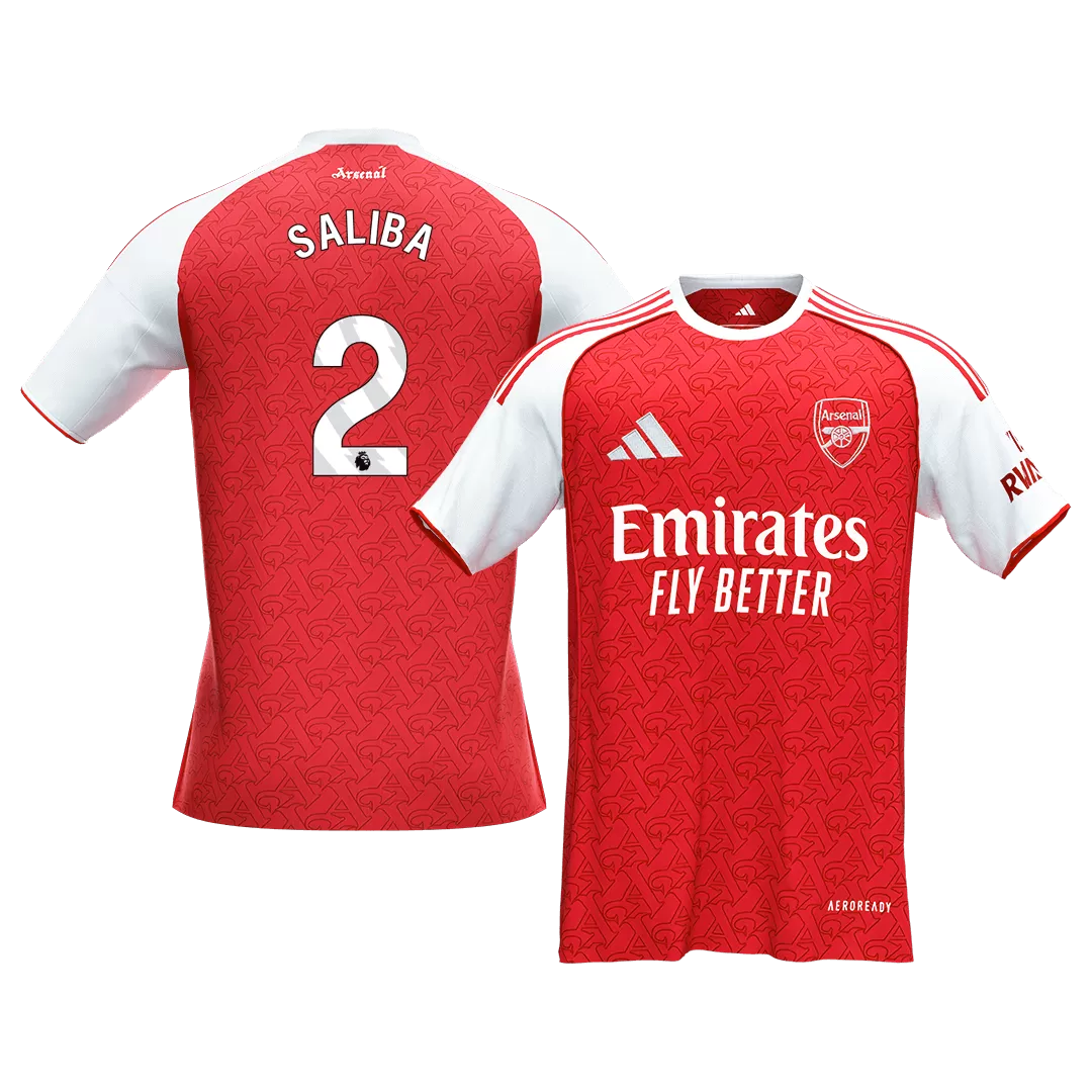 SALIBA #2 Arsenal Home Soccer Jersey 2025/26