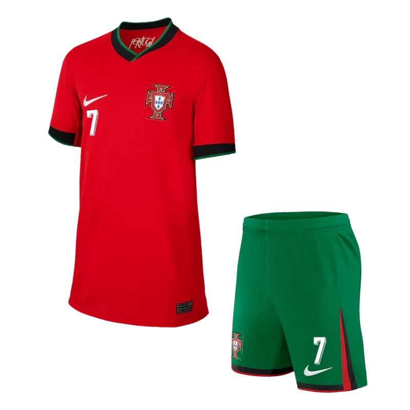 RONALDO #7 Portugal Home Kids Soccer Jerseys Kit EURO
