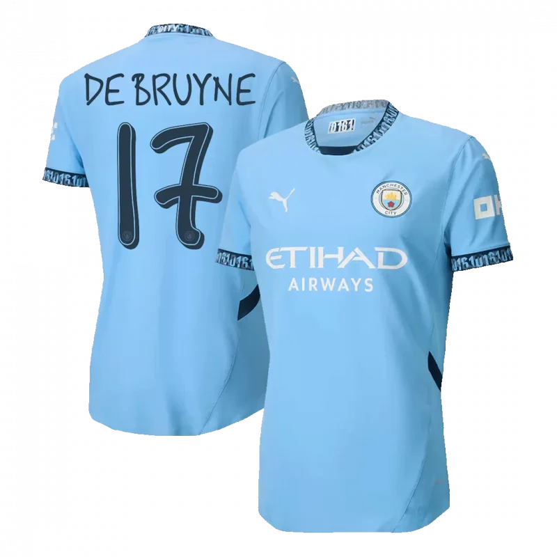 DE BRUYNE #17 Manchester City Home Authentic Soccer Jersey - UCL
