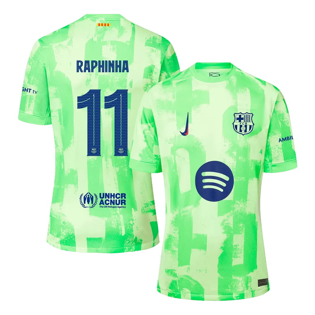 RAPHINHA #11 Barcelona Third Away Soccer Jersey - UCL(Spotify Logo Without Text)