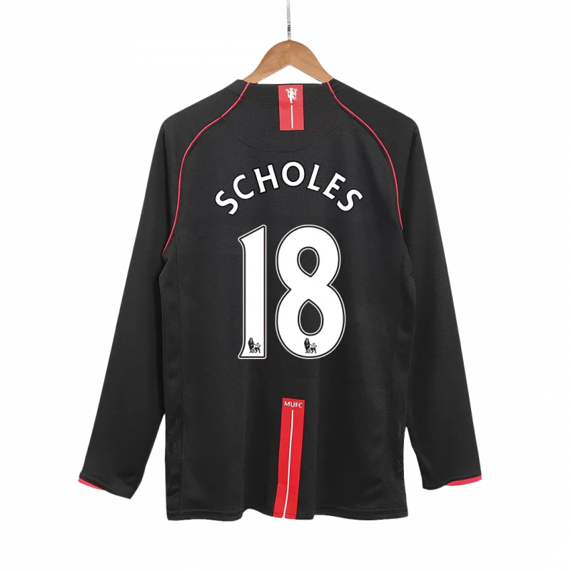 Vintage Soccer Jersey SCHOLES #18 Manchester United Away Long Sleeve 2007/08