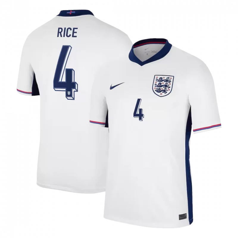 RICE #4 England Home Soccer Jersey EURO