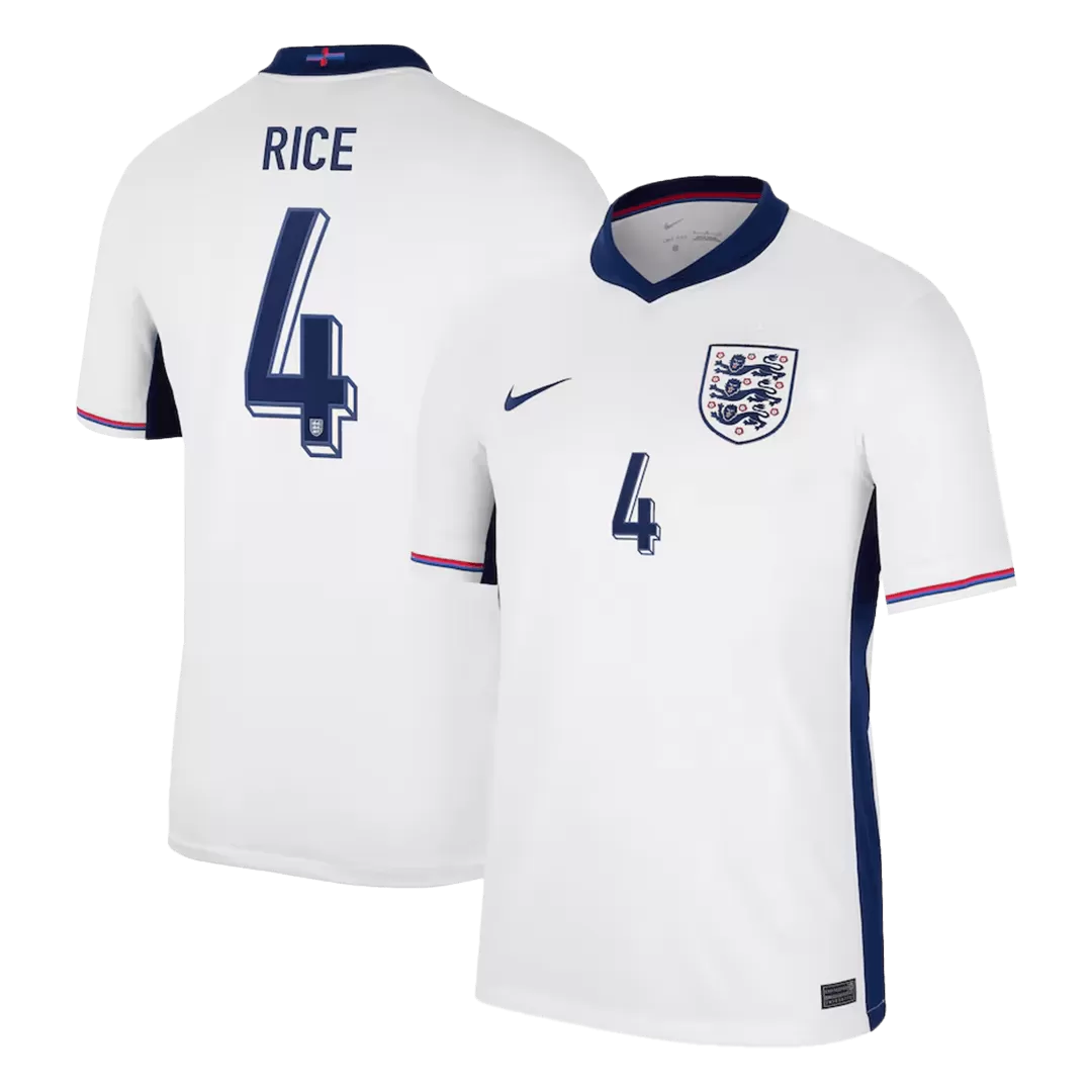 RICE #4 England Home Soccer Jersey EURO