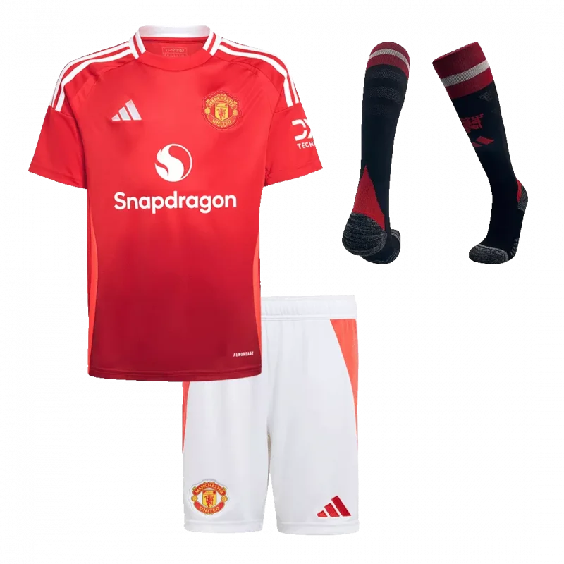 Manchester United Home Kids Soccer Jerseys Full Kit