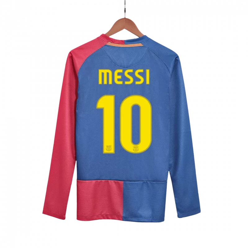 Vintage Soccer Jersey MESSI #10 Barcelona Home Long Sleeve 2008/09 - UCL Final