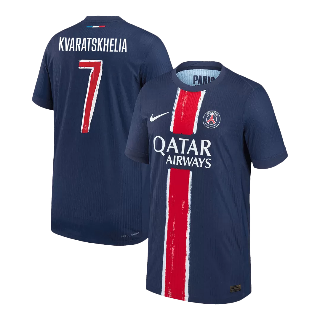 KVARATSKHELIA #7 PSG Home Authentic Soccer Jersey - UCL